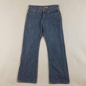 Urban Up Jeans Mens 32x32 Relaxed Straight Denim Zip Pocket Embroidered Pants